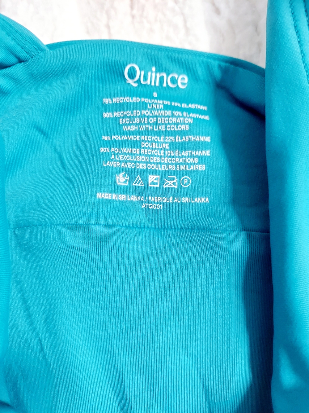 Quince Italian Plunge One Piece Teal V-Neck Swimsuit Women Size Small NWT Travel - Picture 3 of 4